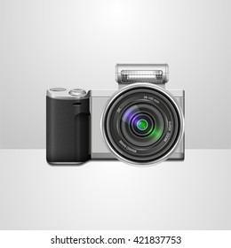 photo camera isolated, photo camera icon, vector digital camera