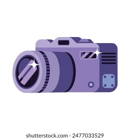 photo camera with lens and button equipment
