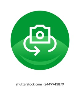 Photo camera with with lens and button. Camera vector icon minimal style isolated on white background.