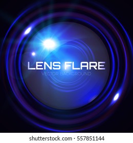 Photo Camera Lens and Lens Flare. Abstract Futuristic Background. Vector illustration