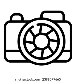 Photo camera lens icon outline vector. Photographic digital device. Shooting focus lens