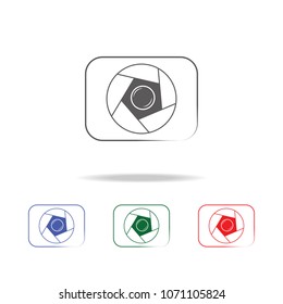photo camera lens logo icon. Elements of photo camera in multi colored icons. Premium quality graphic design icon. Simple icon for websites, web design, mobile app, info graphics on white background