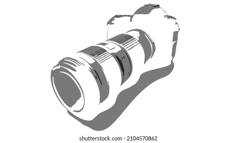 photo camera with lens, vector
