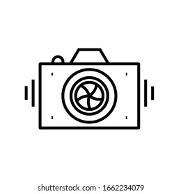 Photo camera line icon, concept sign, outline vector illustration, linear symbol.