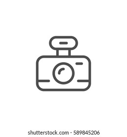 Photo camera line icon isolated on white. Vector illustration