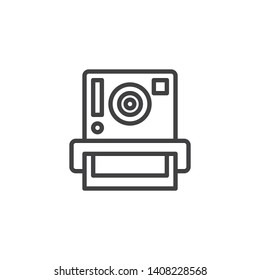 Photo camera line icon. linear style sign for mobile concept and web design. Camera printouts photo outline vector icon. Symbol, logo illustration. Vector graphics
