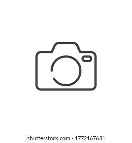Photo camera line icon. linear style sign for mobile concept and web design. Photography camera outline vector icon. Symbol, logo illustration. Vector graphics
