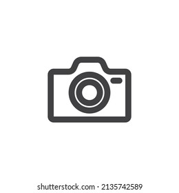Icono de la línea de la cámara fotográfica. signo de estilo lineal para concepto móvil y diseño web. Icono de vector de contorno de cámara. Símbolo, ilustración del logotipo. Gráficos vectoriales