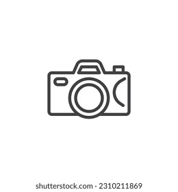 Photo camera line icon. linear style sign for mobile concept and web design. Camera outline vector icon. Symbol, logo illustration. Vector graphics