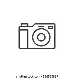 Photo camera line icon, outline vector sign, linear style pictogram isolated on white. Symbol, logo illustration