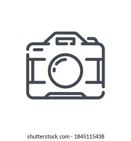 Photo camera line icon. Photography vector outline sign.