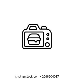 Photo Camera Line Icon, Vector Template