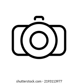 Photo camera line symbol, photo camera vector editable stroke icon for user interface.