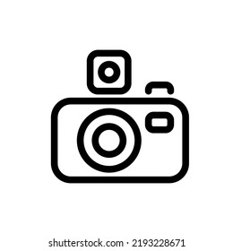 Photo camera line symbol, photo camera vector editable stroke icon for user interface.