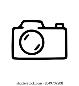 photo camera line vector doodle simple icon