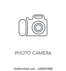 Photo camera linear icon. Photo camera concept stroke symbol design. Thin graphic elements vector illustration, outline pattern on a white background, eps 10.