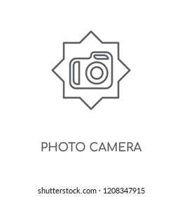 Photo camera linear icon. Photo camera concept stroke symbol design. Thin graphic elements vector illustration, outline pattern on a white background, eps 10.