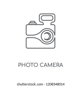 Photo camera linear icon. Photo camera concept stroke symbol design. Thin graphic elements vector illustration, outline pattern on a white background, eps 10.