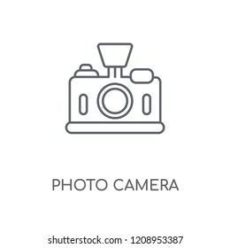 Photo camera linear icon. Photo camera concept stroke symbol design. Thin graphic elements vector illustration, outline pattern on a white background, eps 10.