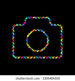 Photo camera, linear symbol with thin outline, simple icon