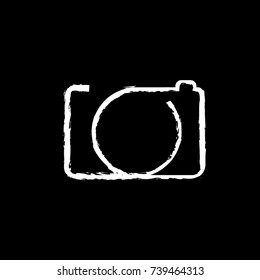 photo camera logo icon on black background