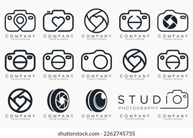 Photo and camera logo icon set. Icons of photography, image, photo gallery and photo camera.