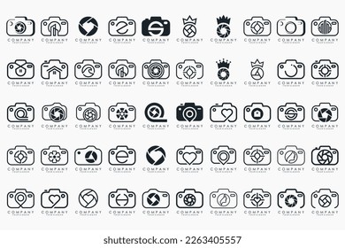 Conjunto de iconos de foto y logotipo de la cámara. Iconos de fotografía, imagen, galería de fotos y cámara de fotos.