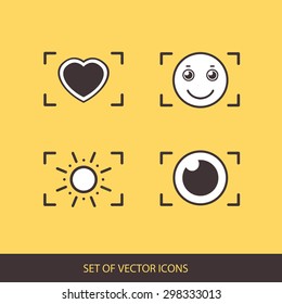 Photo. Camera, logo set. Trendy Hipster fashion of graphical elements. vector icon