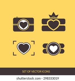 Photo. Camera, logo set. Trendy Hipster fashion of graphical elements. vector icon