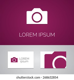 photo camera logo template icon design elements with business card  