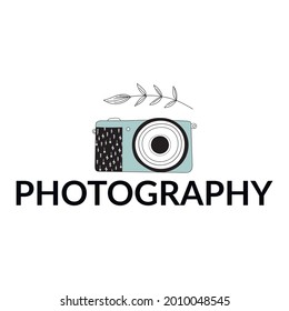Photo camera logo vector illustration. Vintage emblem design