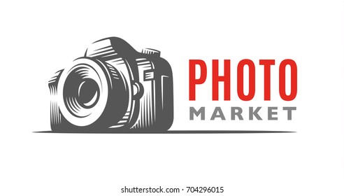 Photo camera logo - vector illustration. Classic emblem design