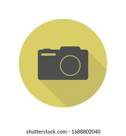 photo camera long shadow icon. Simple glyph, flat vector of web icons for ui and ux, website or mobile application
