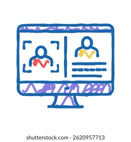 câmera fotográfica fazer cartão para rosto id ícone doodle esboço vetor. câmera fotográfica fazer cartão para rosto id sinal.