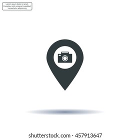 Photo Camera map pin icon, map pointer, vector illustration eps 10