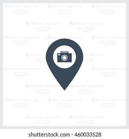 Photo Camera map pin icon, map pointer, vector illustration eps 10