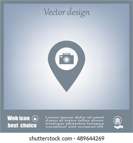 Photo Camera map pin icon, map pointer, vector illustration eps 10