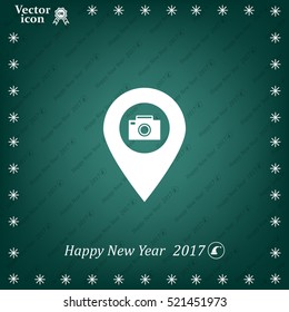 Photo Camera map pin icon, map pointer, vector illustration eps 10