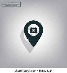 Photo Camera map pin icon, map pointer, vector illustration eps 10
