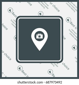 Photo Camera map pin icon, map pointer, vector illustration eps 10