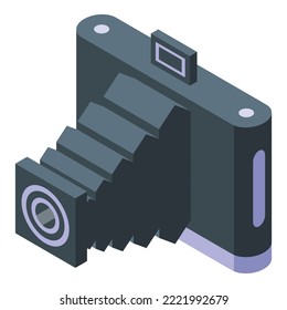 Icono de memoria de cámara fotográfica vector isométrico. Flash de marco. Imagen digital