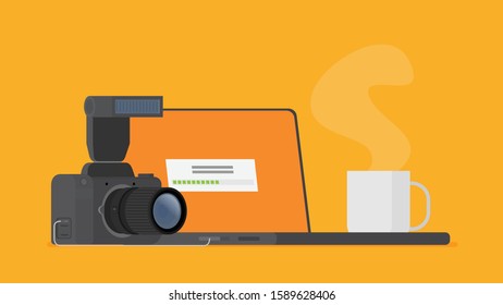 Photo camera, modern minimal flat design style, vector illustration