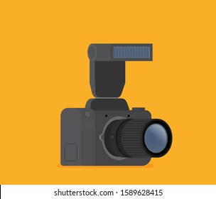 Photo camera, modern minimal flat design style, vector illustration
