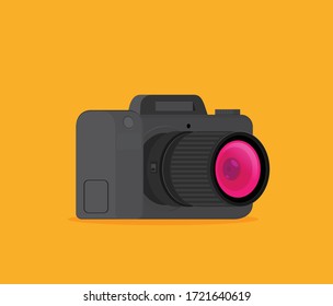 Photo camera, modern minimal flat design style, vector illustration