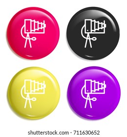 Photo camera multi color glossy badge icon set. Realistic shiny badge icon or logo mockup