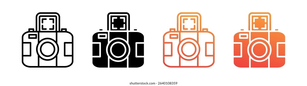 Photo Camera Multi Style Icon Set Vector