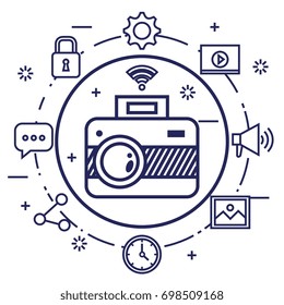 photo camera network multimedia web app icons