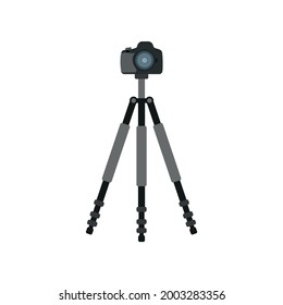 photo camera on tripod, icon on white background