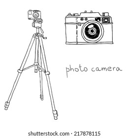 photo camera on the tripod. vector illustration