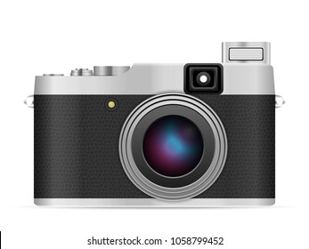 Photo camera on a white background. Vector illustration.